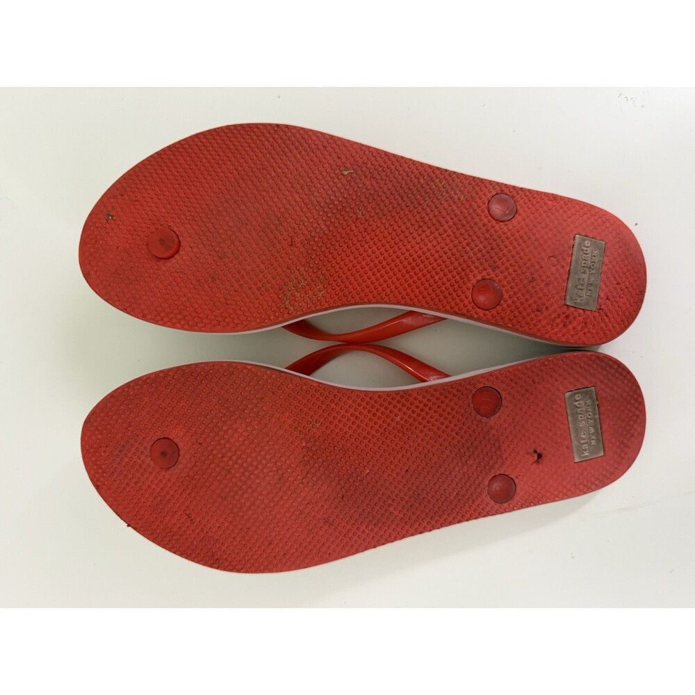 Kate Spade Feldon Flip Flop New in Box Oskar Dot Print Size 10B Red White Black - Picture 11 of 12
